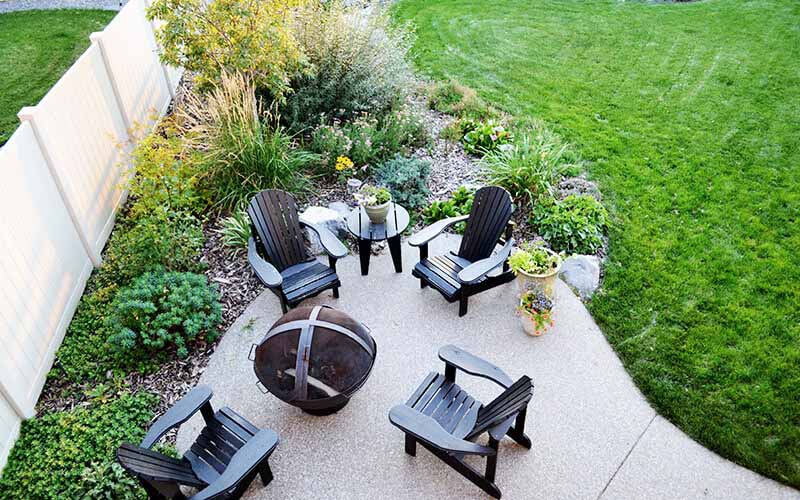 Lethbridge, Alberta, Landscaping, Landscapes, Landscape contractor, Landscape design Lethbridge. Landscape, backyard, patio, chairs and fire